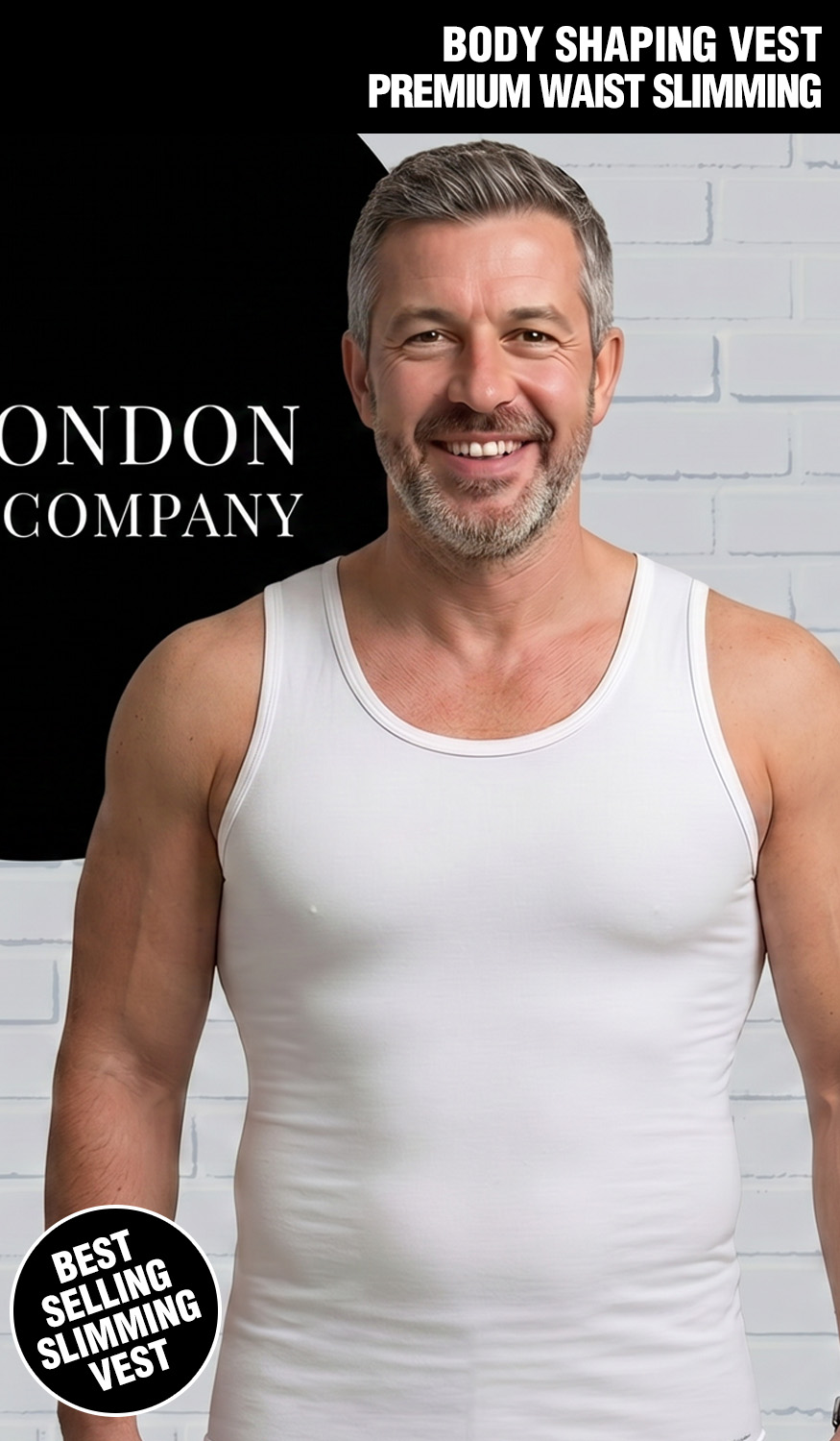 Mens Waist Slimming & Shaping Vest - White