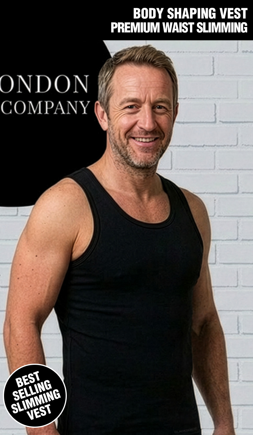 Mens Waist Slimming & Shaping Vest - Black