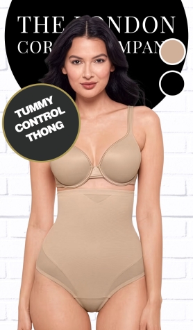 High Waist Tummy Control Thong - Beige